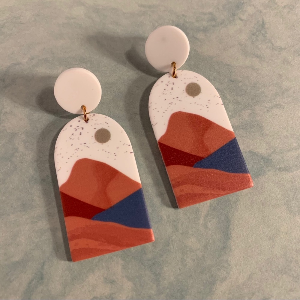 Vintage inspired Mountain Moon Earrings
